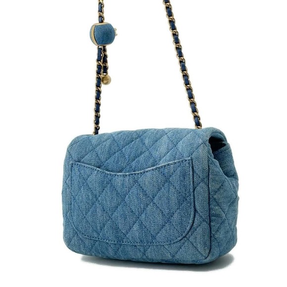 Chanel Cocomark Bag Mini Flap Shoulder Matelasse Denim Mini - Picture 1 of 10
